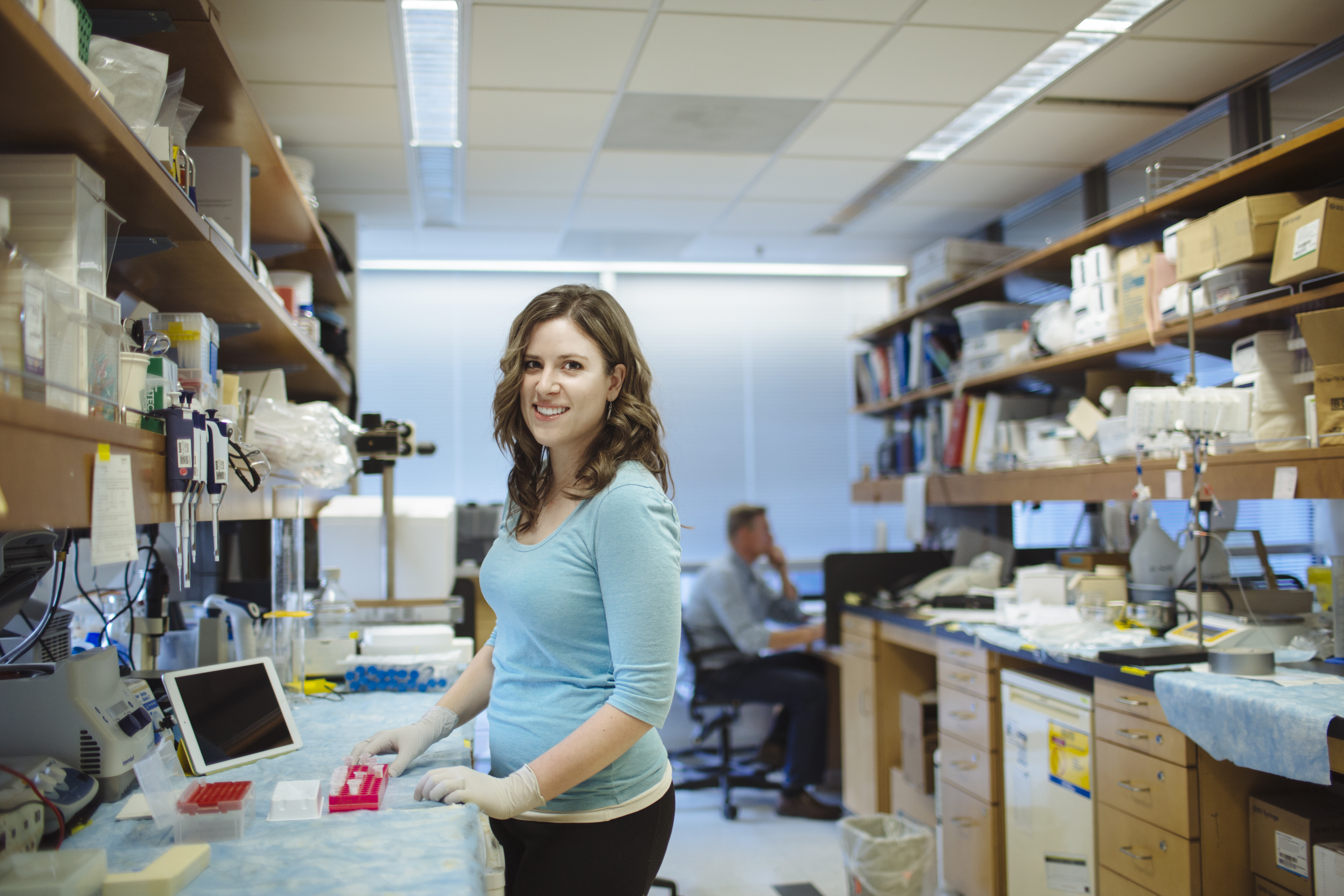 Scientist at a lab bench